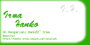 irma hanko business card